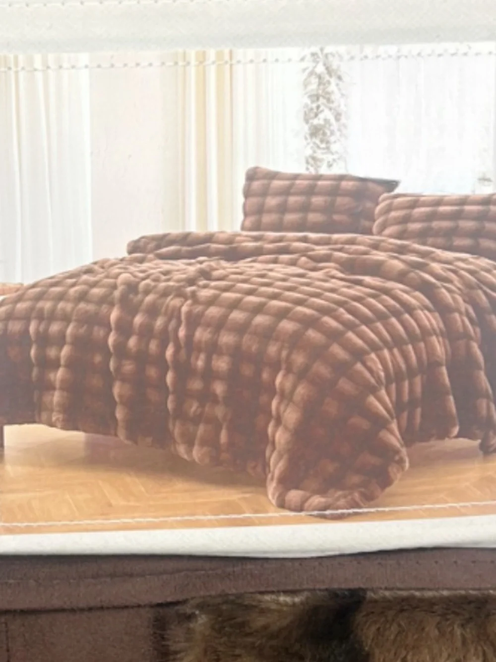 Westmore Loft Brown Faux Fur Luxury Queen Comforter Set 90”x90” Warmth Comfort